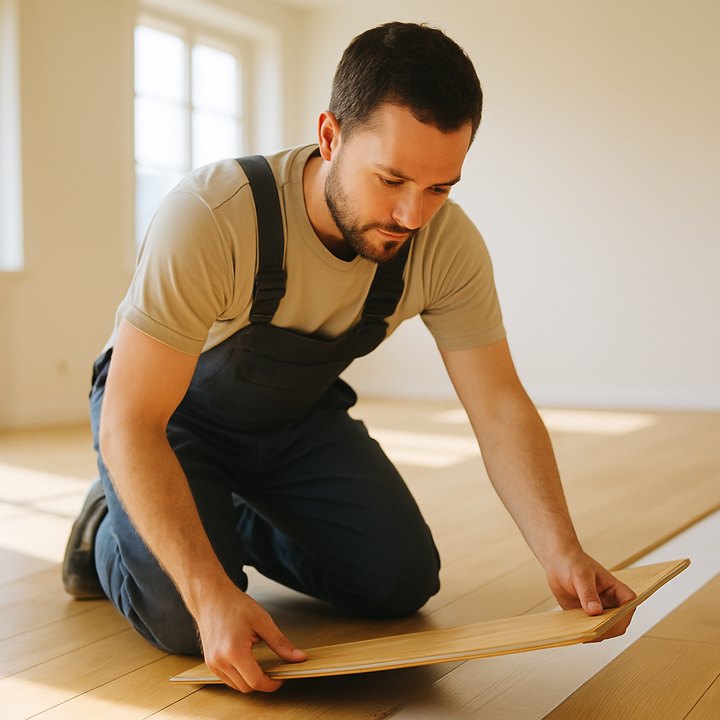 Flooring installers at work