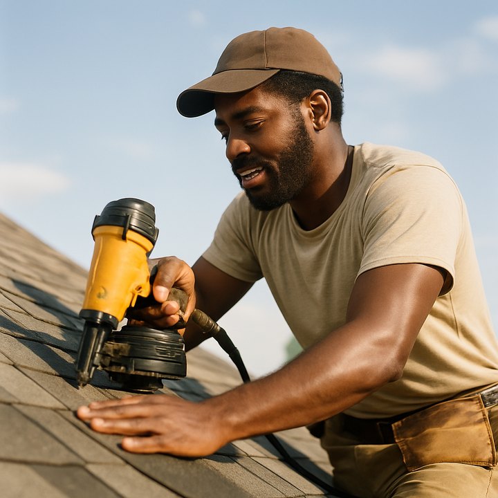 Roofers at work