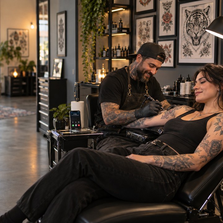 Tattoo studios at work